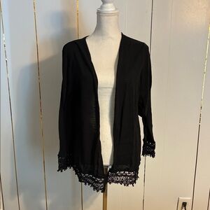 Elegant Black Open-Front Sweater